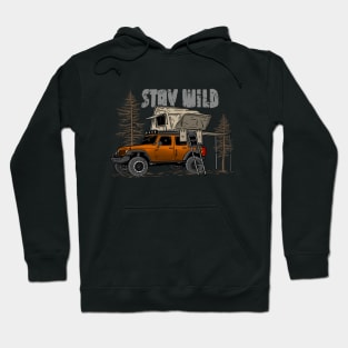 Stay Wild Jeep Camp - Adventure Orange Jeep Camp Stay Wild for Outdoor Jeep enthusiasts Hoodie